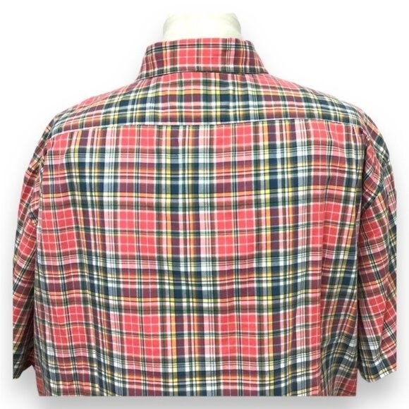 Cremeux Classics XXL Red Plaid Cotton Short Sleeve Mens Button-Down Shirt - Picture 5 of 7